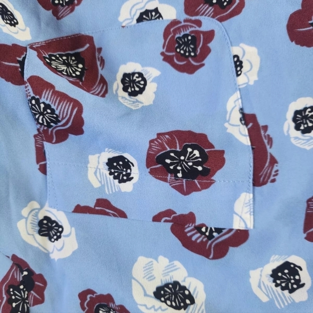 Loft Floral Blue Long Sleeve Blouse - Picture 2 of 3